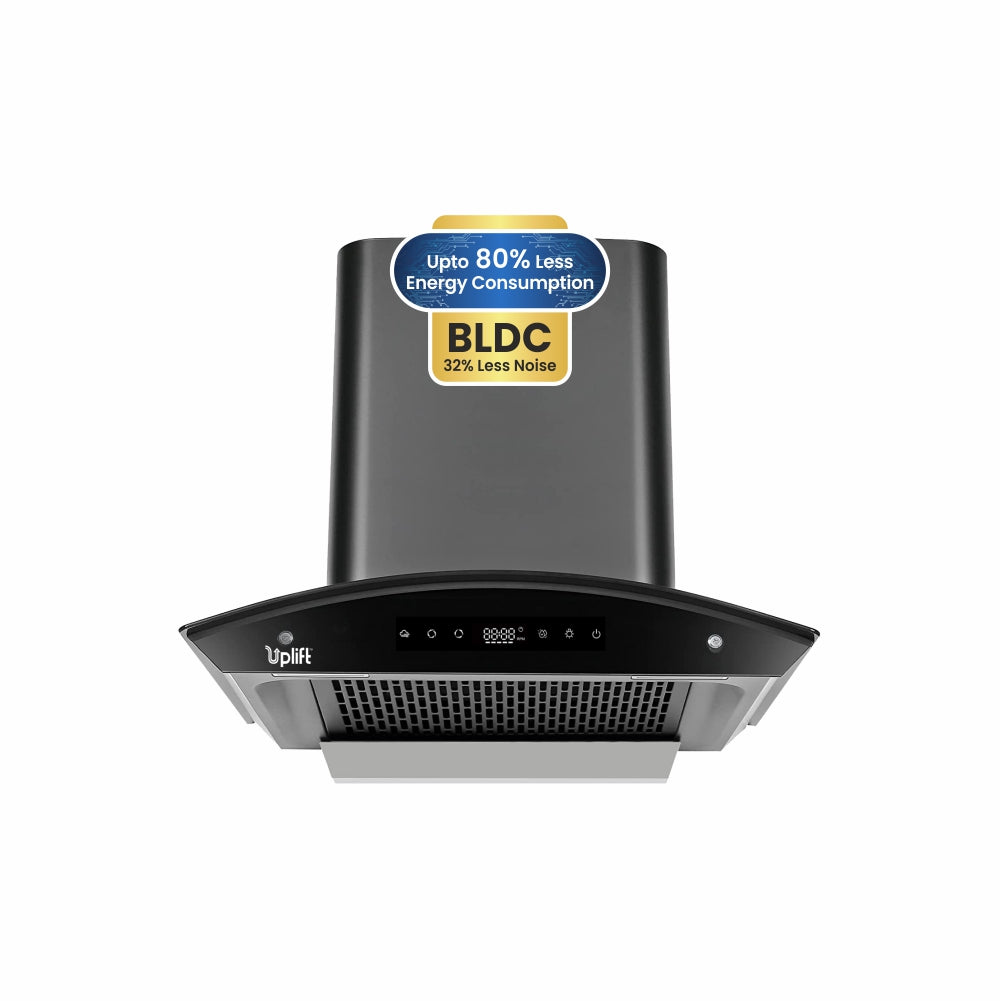 Paradise BLDC 60 Filterless Autoclean Silent Kitchen Chimney (Wall Mount, Curved Glass, 1550 m3/hr, Motion Sensor + Touch Control, Black, 90 cm)