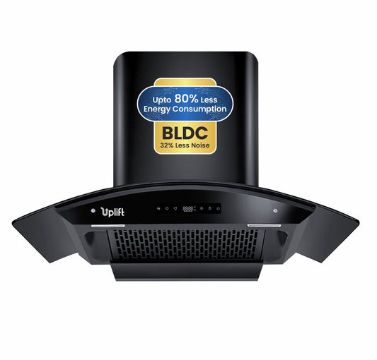 Paradise BLDC 75 Filterless Smart Autoclean Silent Kitchen Chimney (Wall Mount, Curved Glass, 1550 m3/hr, Motion Sensor + Touch Control, Black, 90 cm) (Copy)