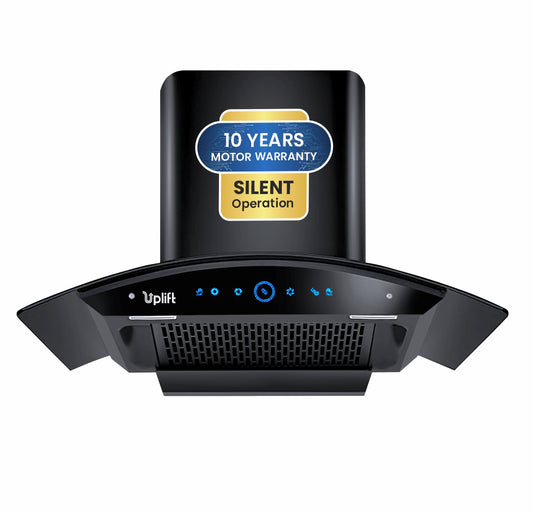 Platina 90 Filterless Autoclean Silent Kitchen Chimney  (Wall Mount, Curved Glass, 1550 m3/hr, Motion Sensor + Touch Control, Black, 90 cm)
