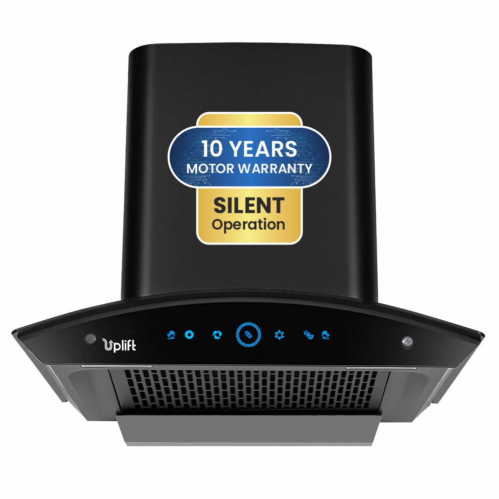 Platina 60 Filterless Autoclean Silent Kitchen Chimney  (Wall Mount, Curved Glass, 1350 m3/hr, Motion Sensor + Touch Control, Black, 60 cm)