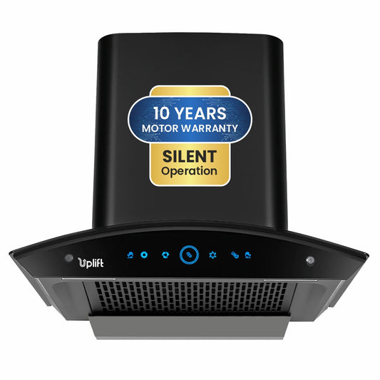 Platina 60 Filterless Autoclean Silent Kitchen Chimney  (Wall Mount, Curved Glass, 1350 m3/hr, Motion Sensor + Touch Control, Black, 60 cm)