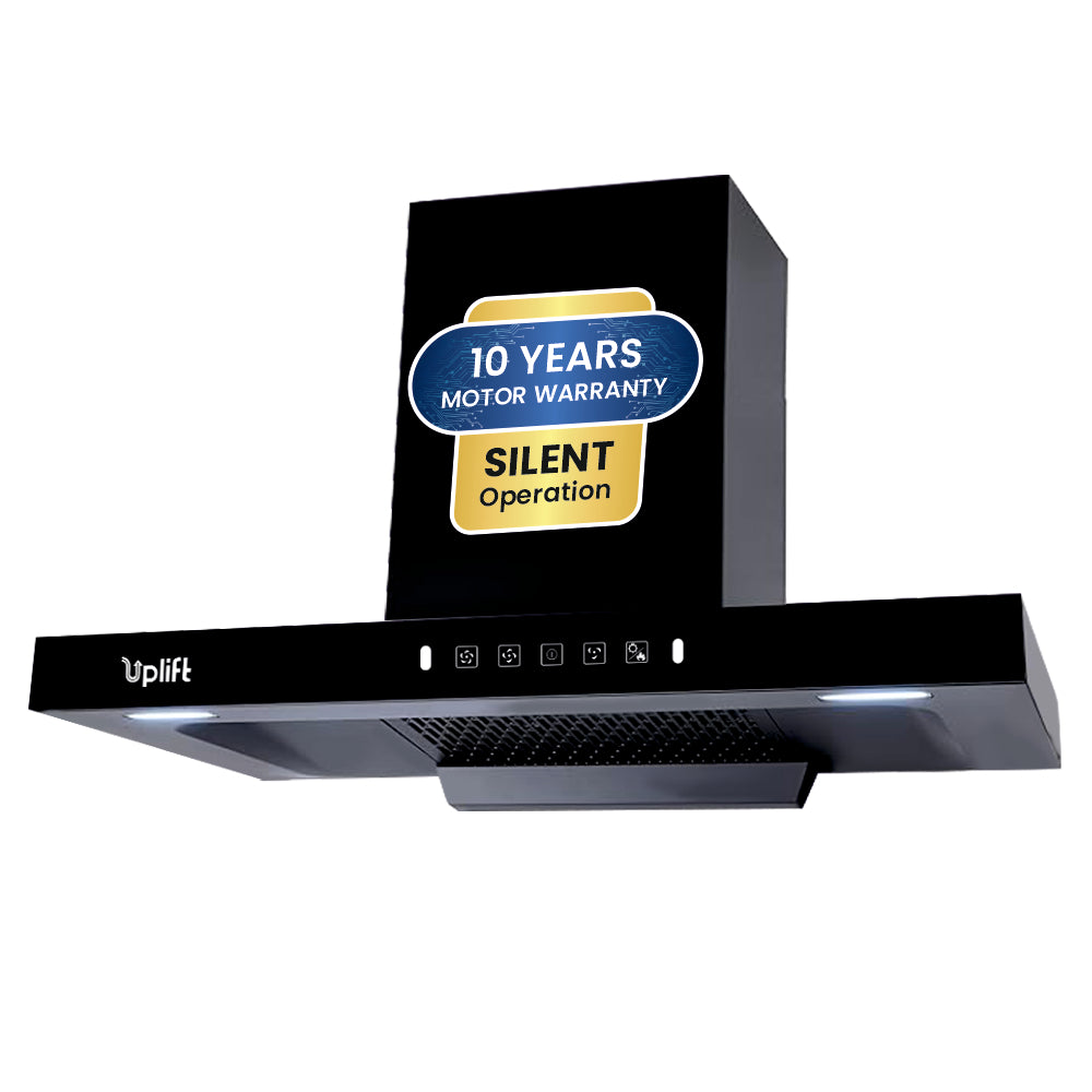 Aurum 90 Filterless Smart Autoclean Kitchen Chimney (Wall Mount, T Shape, 1550 m3/hr, Motion Sensor + Touch Control, Black, 90 cm)