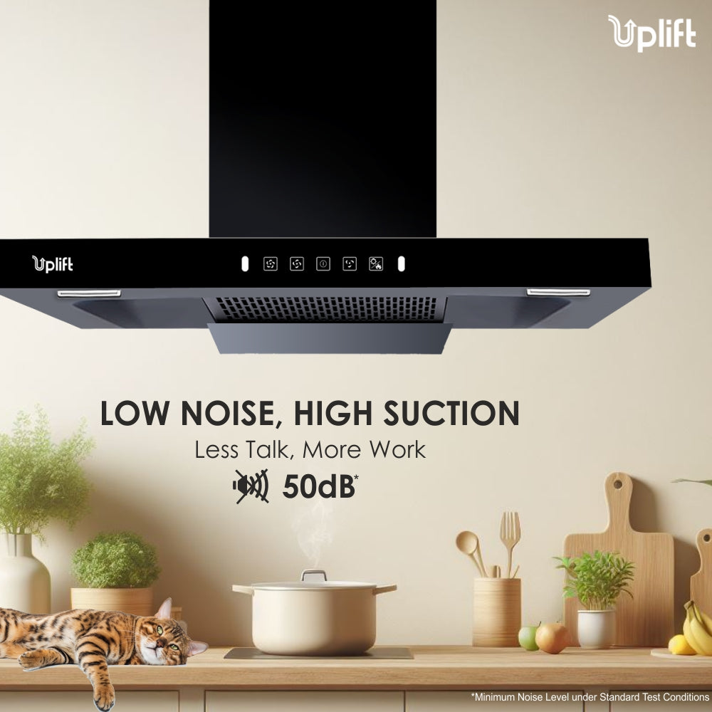 Aurum 90 Filterless Smart Autoclean Kitchen Chimney (Wall Mount, T Shape, 1550 m3/hr, Motion Sensor + Touch Control, Black, 90 cm)