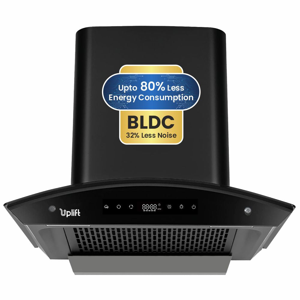 Paradise BLDC 60 Filterless Smart Autoclean Silent Kitchen Chimney (Wall Mount, Curved Glass, 1550 m3/hr, Motion Sensor + Touch Control, Black, 60 cm)