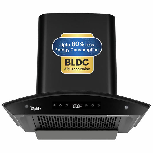 Paradise BLDC 60 Filterless Smart Autoclean Silent Kitchen Chimney (Wall Mount, Curved Glass, 1550 m3/hr, Motion Sensor + Touch Control, Black, 90 cm)